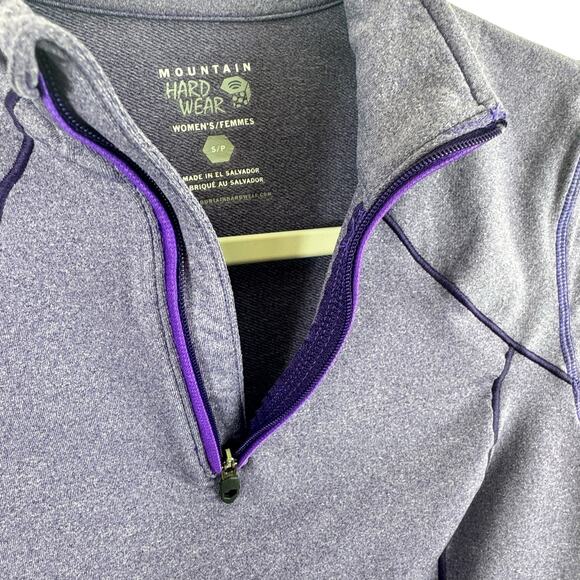 Mountain Hardwear Purple Mock Neck 1/4 Zip Athletic Pullover Zip Pocket Size S - Picture 3 of 8